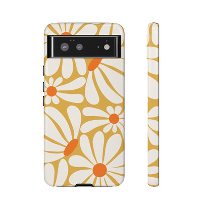 Retro Yellow Daisy Pattern Phone Case - Yellow Phone Case - Google Pixel 6 / Glossy