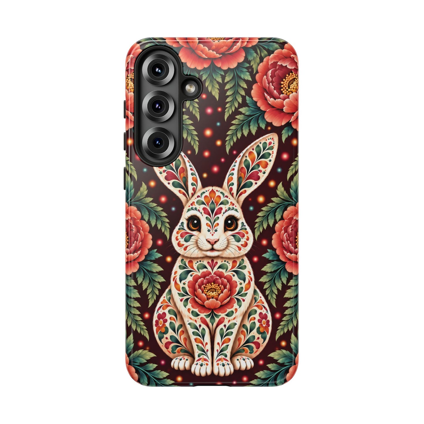 Cute Terracotta and Teal Calavera Bunny Phone Case - Phone Case - Samsung Galaxy S25 Plus / Glossy