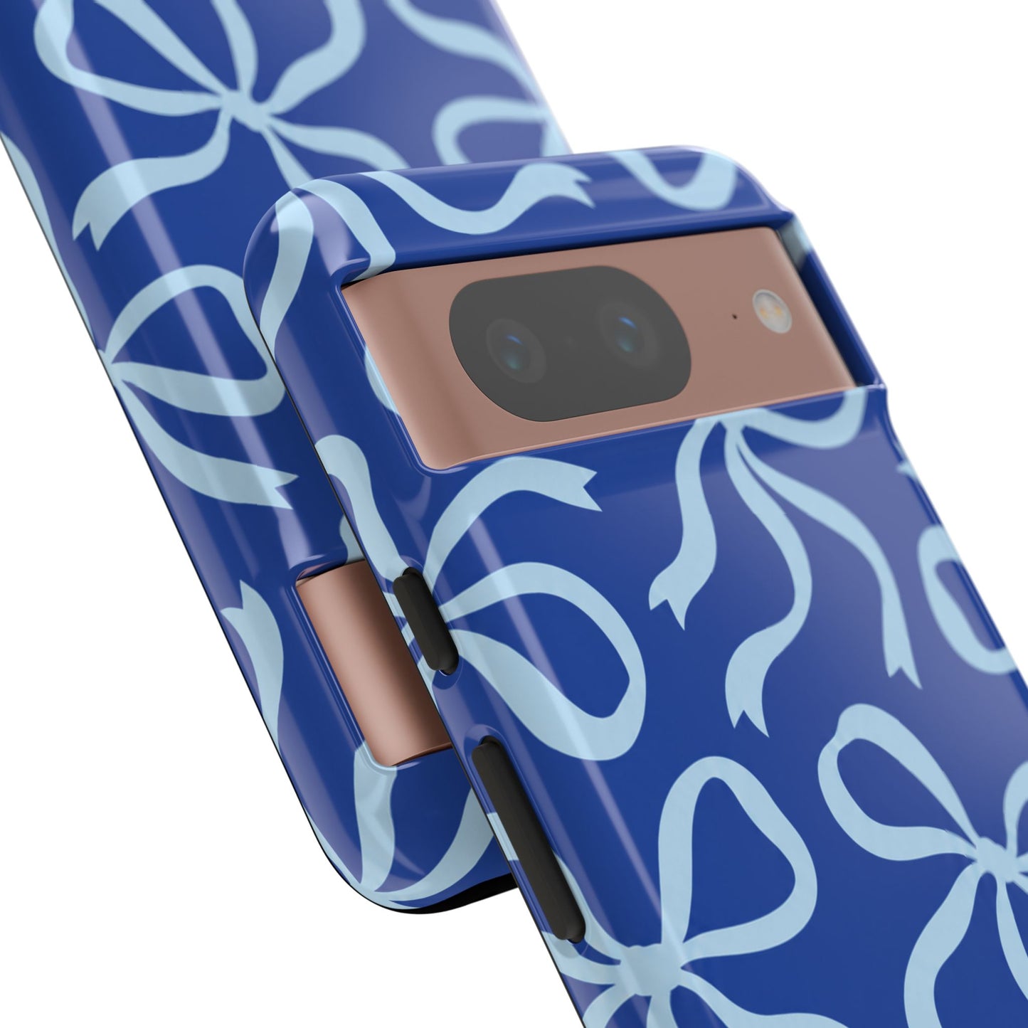 Bold Cobalt Blue and Powder Blue Bow Pattern Phone Case