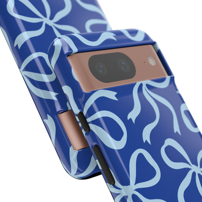 Bold Cobalt Blue and Powder Blue Bow Pattern Phone Case
