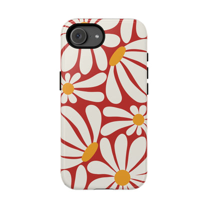 Retro Red Daisy Pattern Phone Case - Red Phone Case - iPhone 17e / Glossy