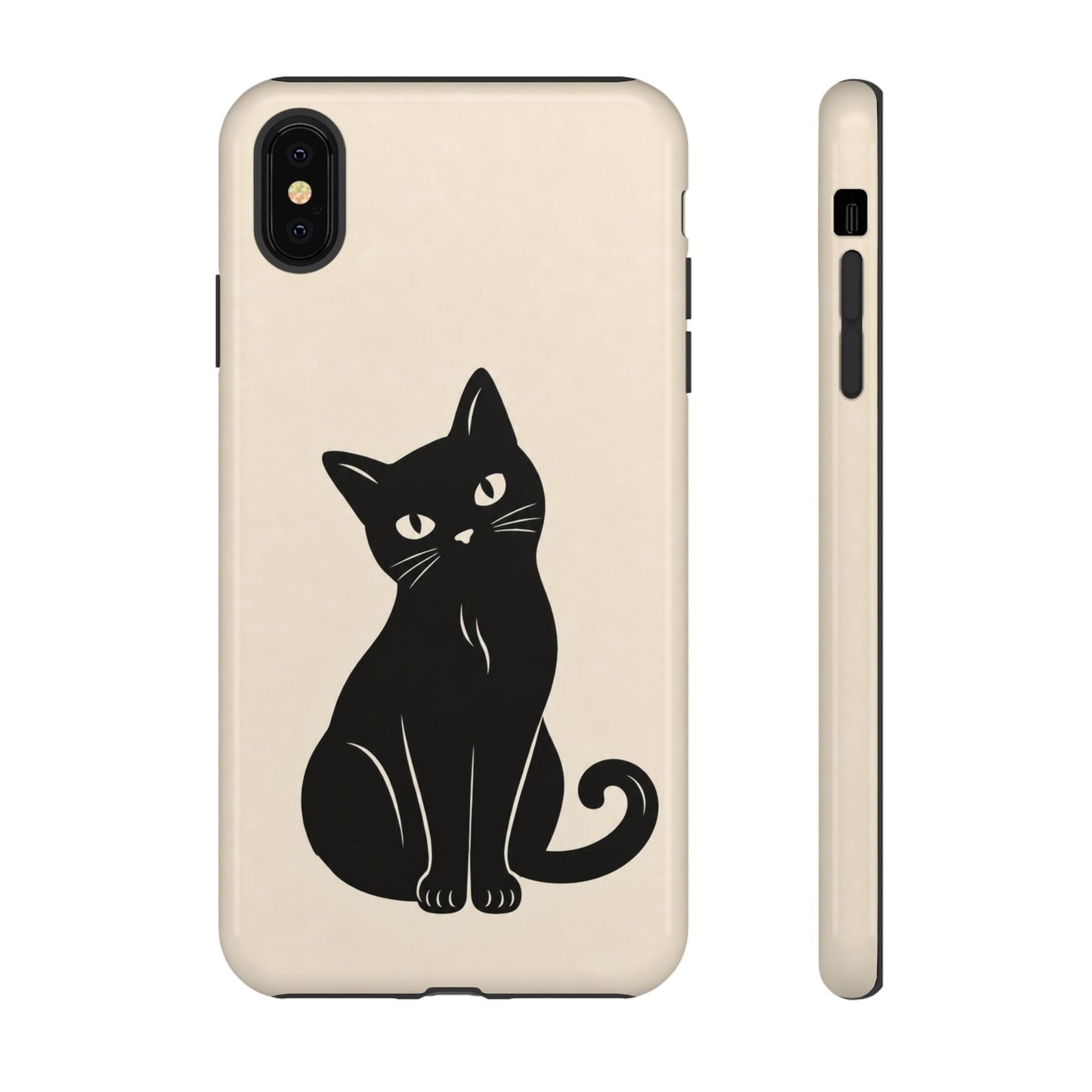 Minimalist Cream & Black Cat Phone Case