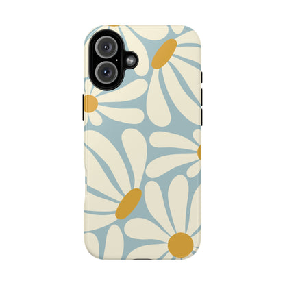 Retro Light Blue Daisy Pattern Phone Case - Blue Phone Case - iPhone 16 Plus / Glossy