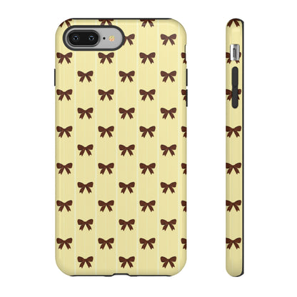 Retro Chocolate Brown Bow Pattern Phone Case