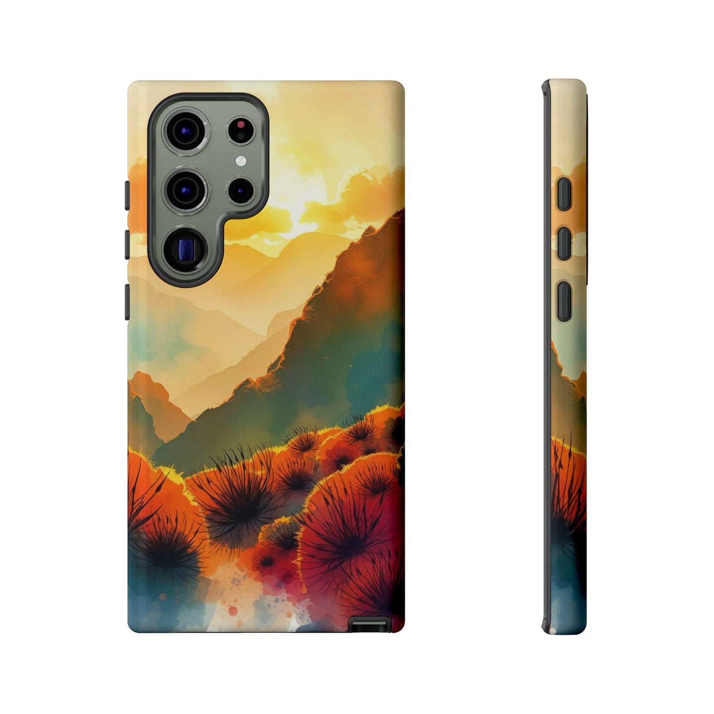 Samsung Galaxy S23 Ultra / Glossy Phone Case - Ideallic Watercolour Sunset Design Phone Case