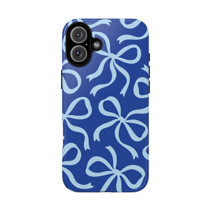 Bold Cobalt Blue and Powder Blue Bow Pattern Phone Case