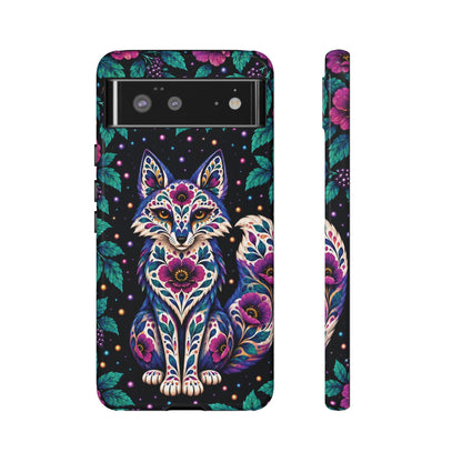 Vibrant Purple and Teal Calavera Fox Phone Case - Multicolor Phone Case - Google Pixel 6 / Glossy