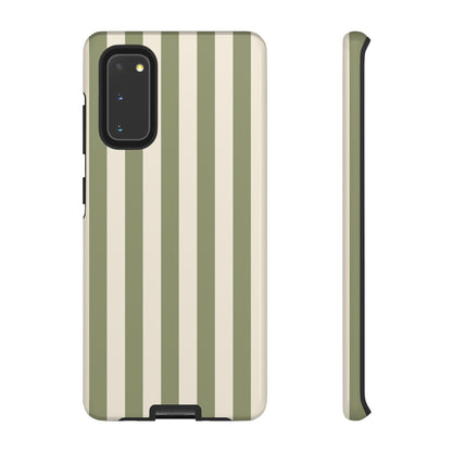 Samsung Galaxy S20 / Glossy Phone Case - ’Olive & Beige Stripe Pattern’ Phone Case