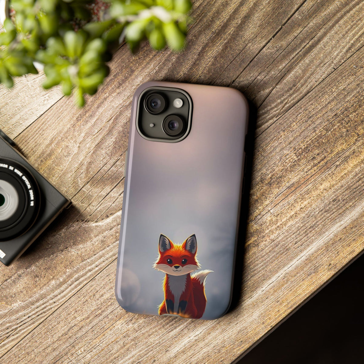 Cute Gothic Fox Design Phone Case - Multicolor Phone Case
