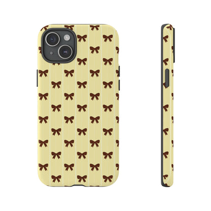 Retro Chocolate Brown Bow Pattern Phone Case