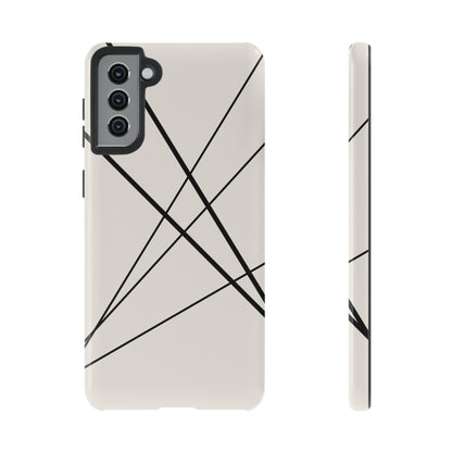 Abstract White with Black Lines Phone Case - White Phone Case - Samsung Galaxy S21 Plus / Glossy