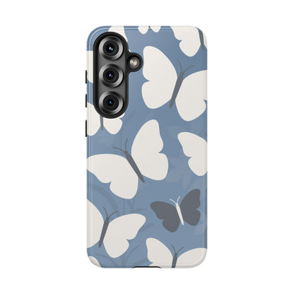 Samsung Galaxy S25 / Glossy Phone Case - Minimalist Light Blue Butterfly Pattern Phone Case