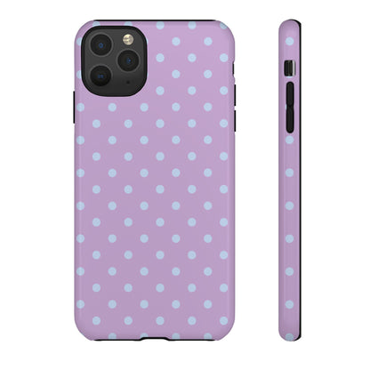 iPhone 11 Pro Max / Glossy Phone Case - Trendy Lilac & Ice Blue Dot Pattern Phone Case