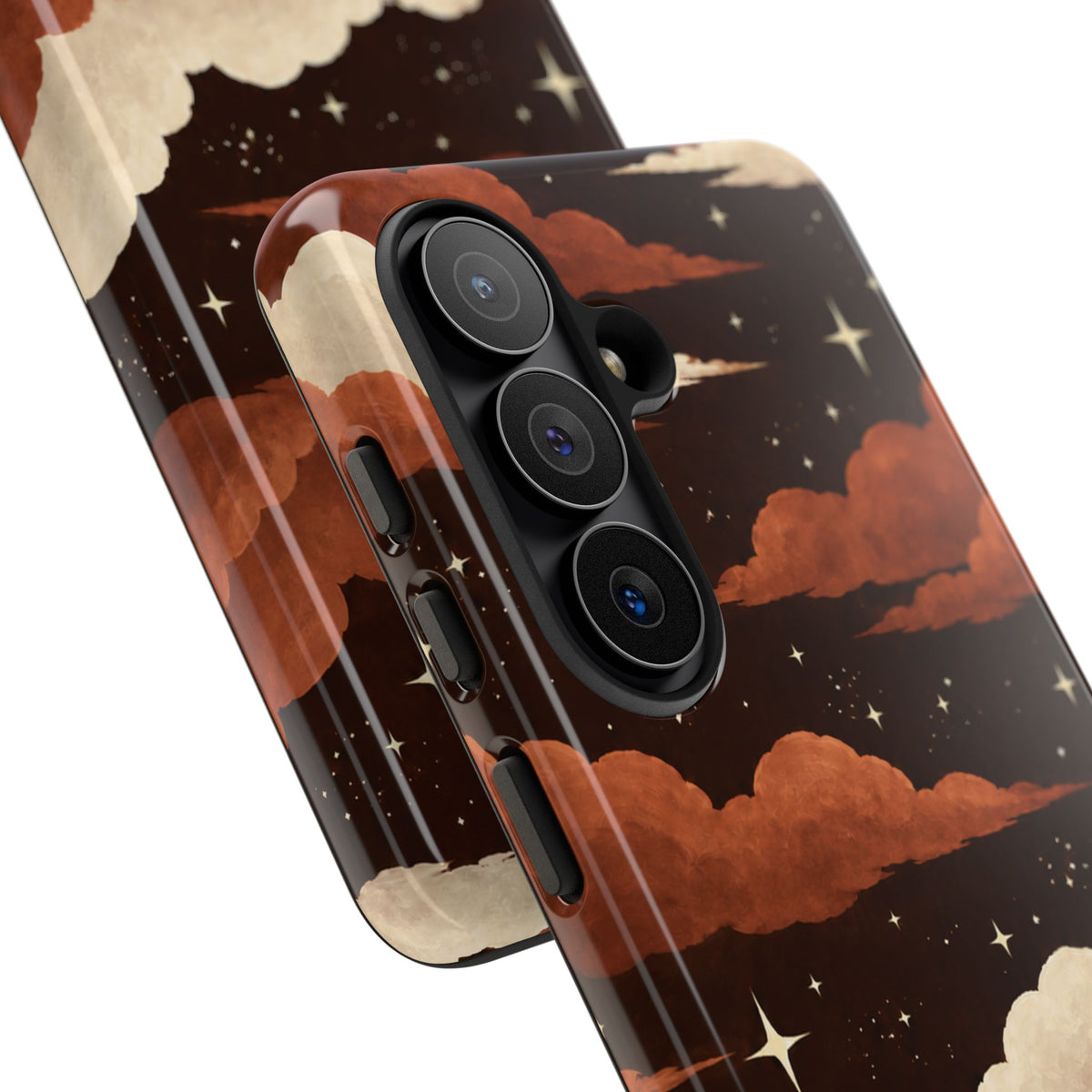 Illustrated Burnt Orange Clouds & Stars Phone Case