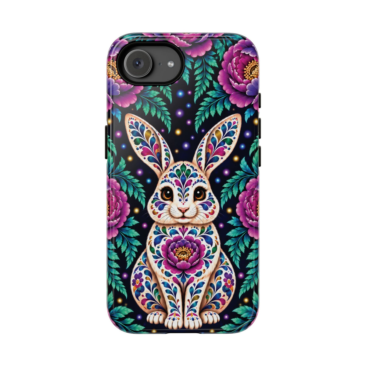 Cute Purple and Teal Calavera Bunny Phone Case - Multicolor Phone Case - iPhone 17e / Glossy