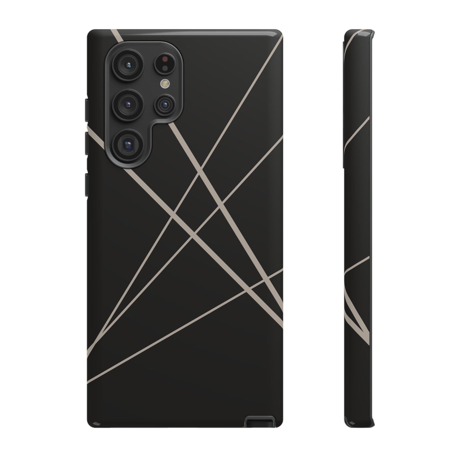 Samsung Galaxy S22 Ultra / Glossy Phone Case - Abstract Black with Grey Lines Phone Case