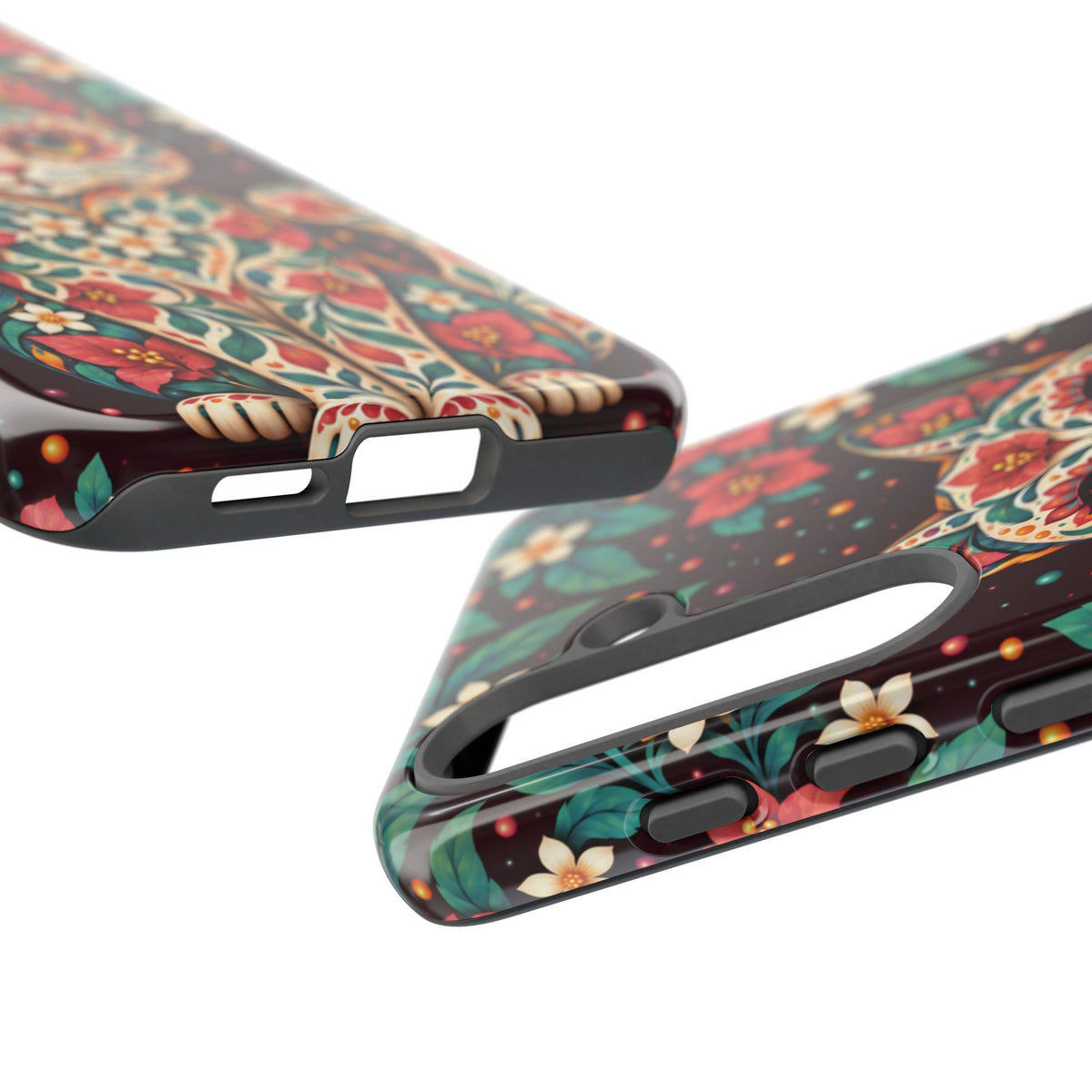 Vibrant Terracotta and Teal Calavera Cat Phone Case - Multicolor Phone Case