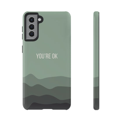 Samsung Galaxy S21 Plus / Glossy Phone Case - Minimalist Green Waves ’You’re OK’ Statement Phone Case