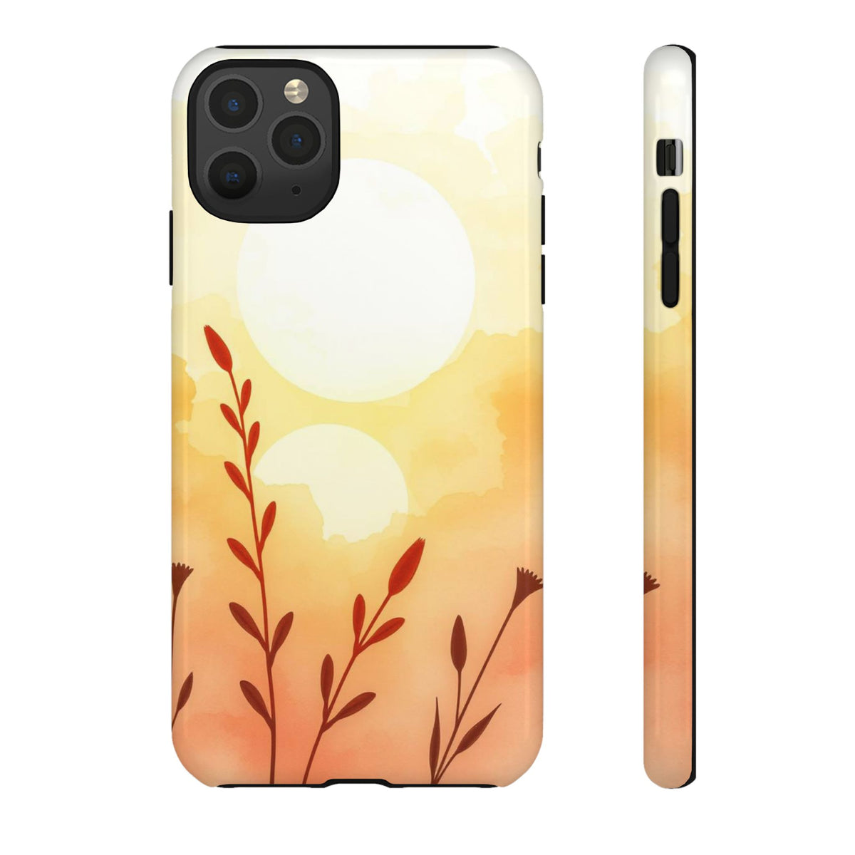 Watercolour Wildflower & Sun Design Phone Case - Multicolor Phone Case - iPhone 11 Pro Max / Glossy