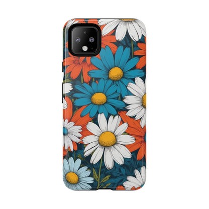 Pop Art Daisies Illustration "Red & Blue" Phone Case