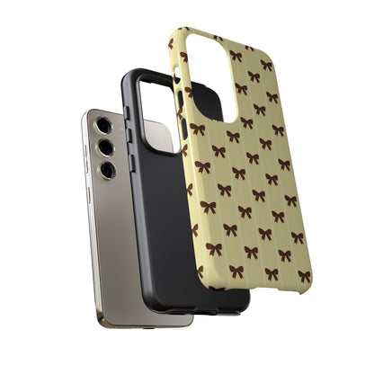Retro Chocolate Brown Bow Pattern Phone Case