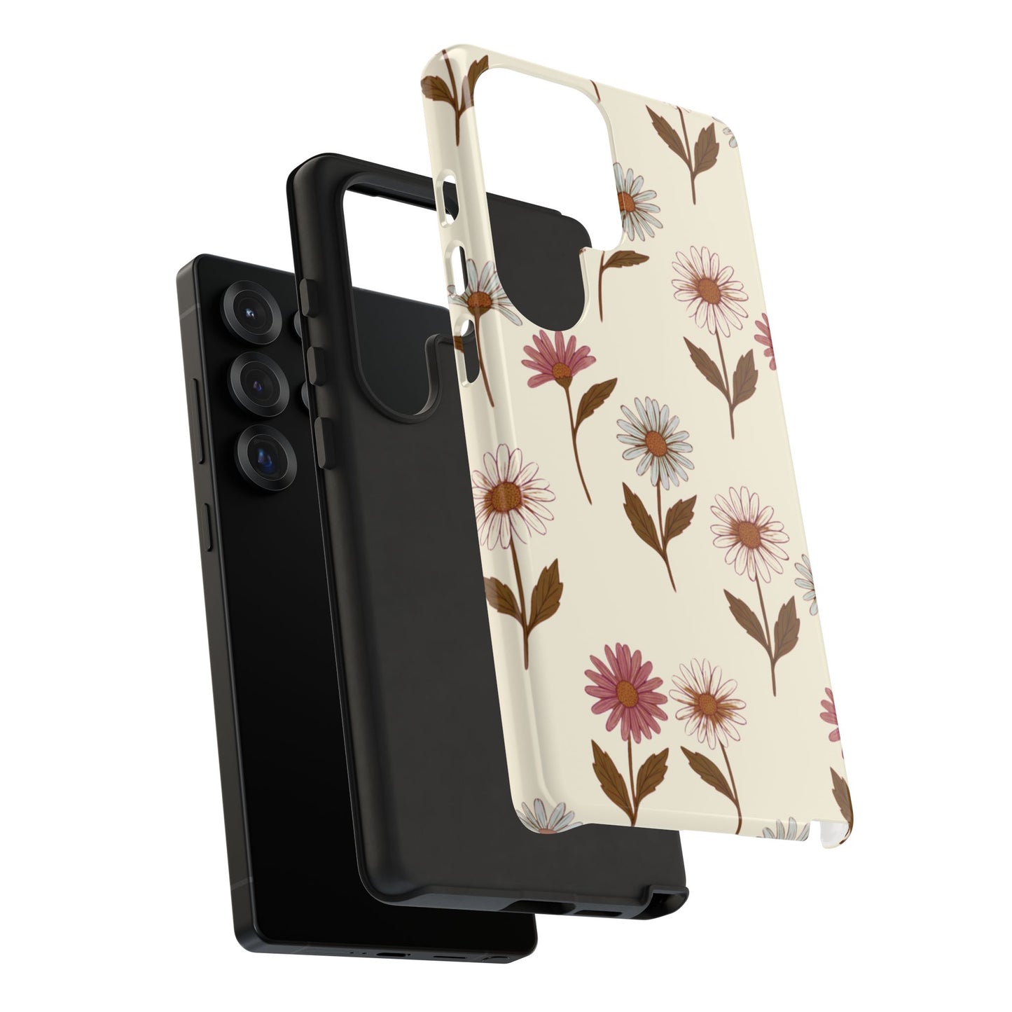 Pretty Cream & Rose Daisy Pattern Phone Case