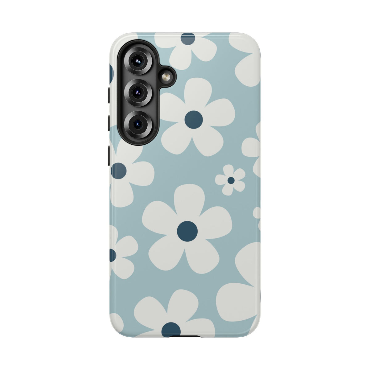 Cute Light Blue Daisy Pattern Phone Case - Blue Phone Case - Samsung Galaxy S25 Plus / Glossy