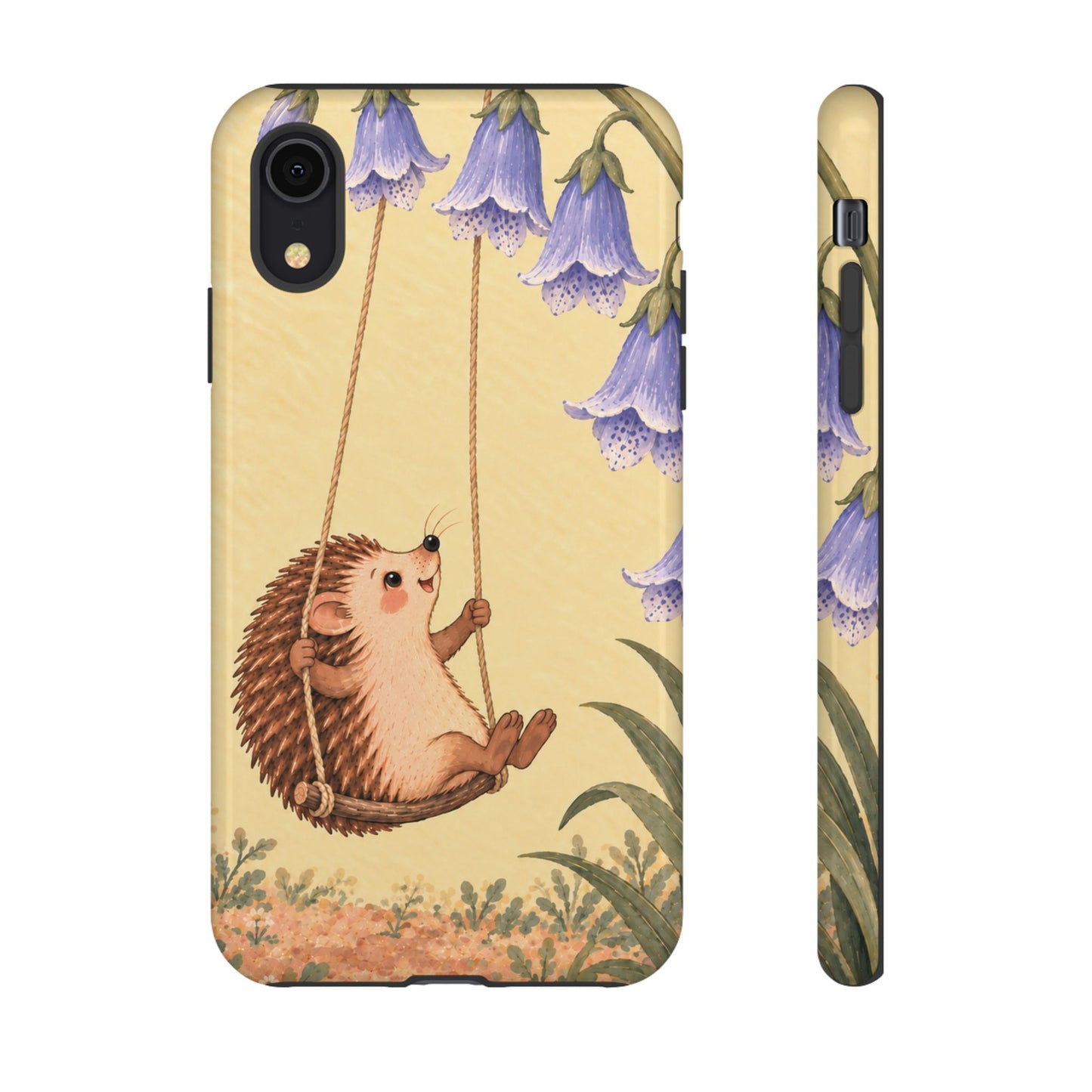 Whimsical Buttercream Hedgehog and Bluebell Phone Case - Yellow Phone Case - iPhone XR / Glossy
