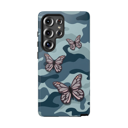 Dark Blue Butterfly Camo Phone Case - Blue Phone Case - Samsung Galaxy S25 Ultra / Glossy