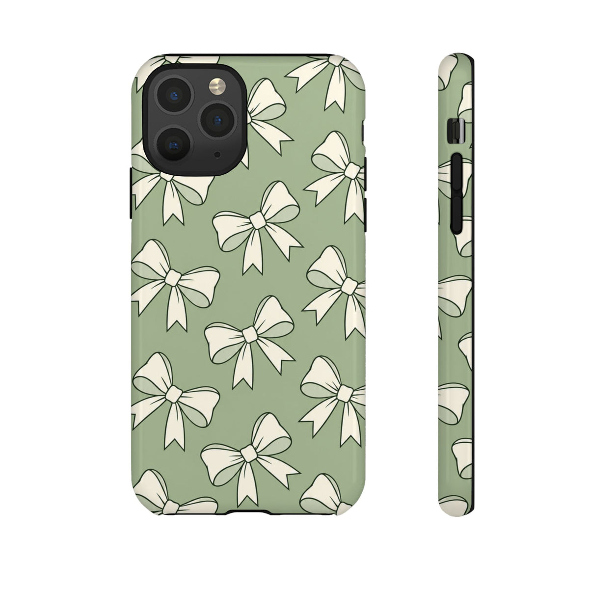 Chic Sage Green Bow Pattern Phone Case