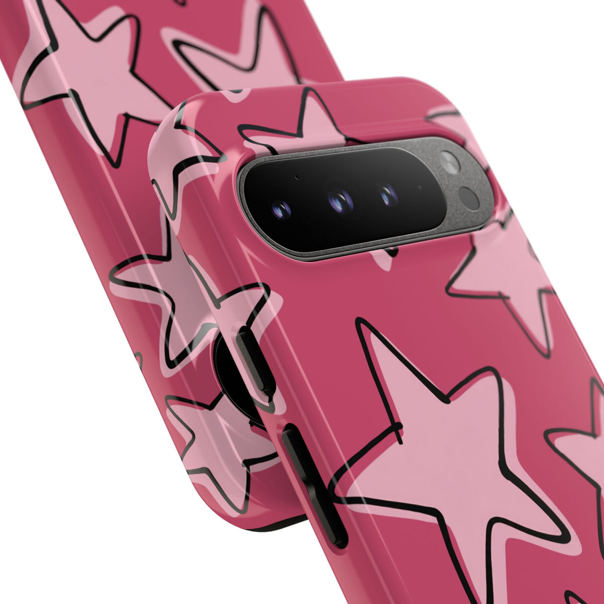 Raspberry Pink Doodle Star Phone Case