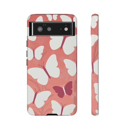 Minimalist Pink Butterfly Pattern Phone Case - Pink Phone Case - Google Pixel 6 / Glossy