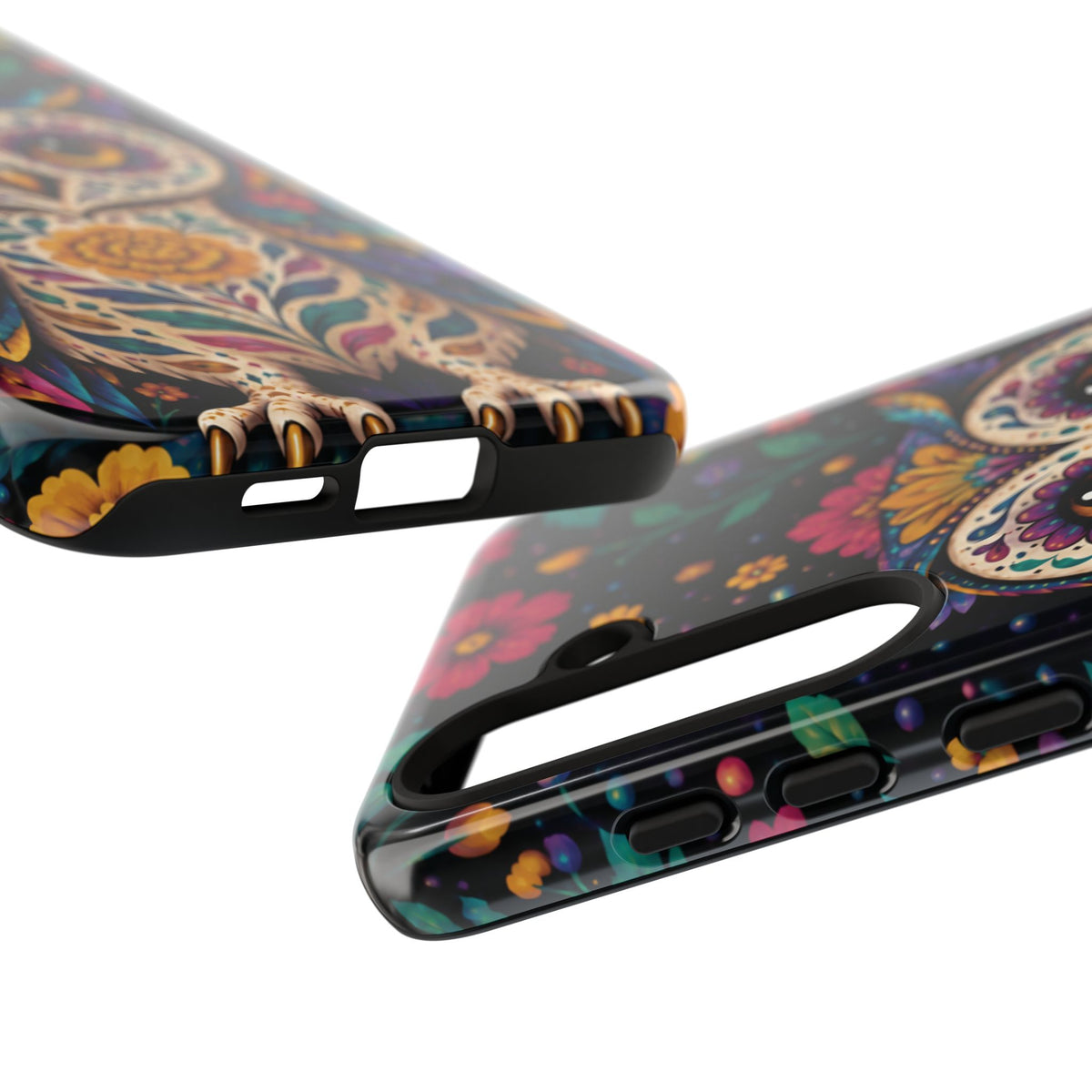 Vibrant Purple and Teal Calavera Owl Phone Case - Multicolor Phone Case