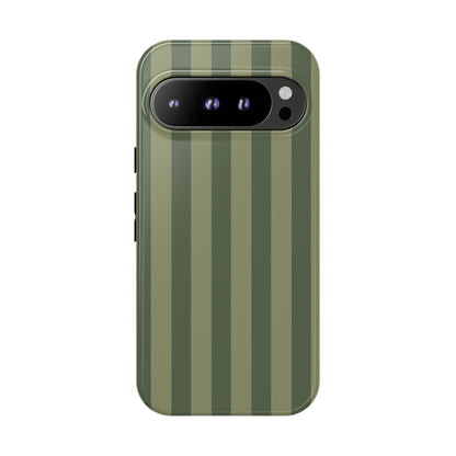 Google Pixel 9 Pro / Glossy Phone Case - ’Green Stripe Pattern’ Phone Case