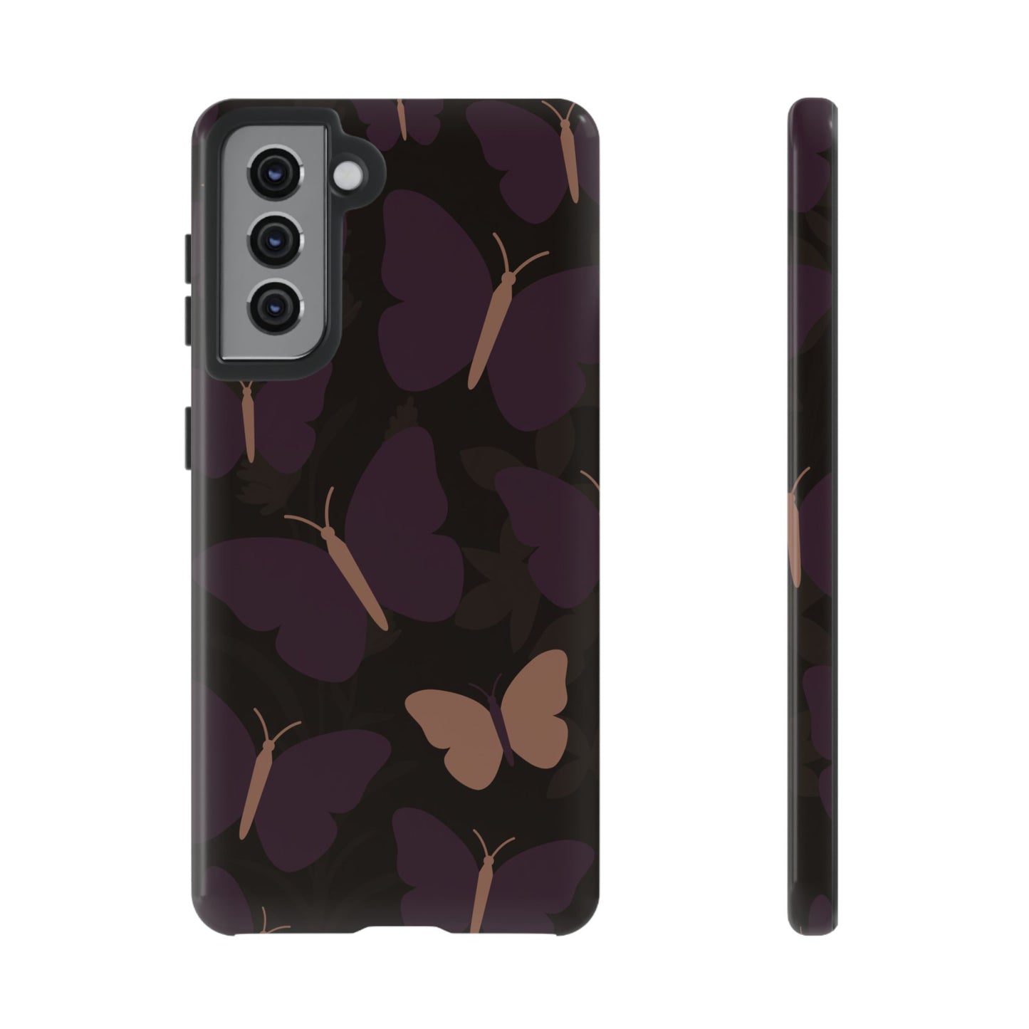 Samsung Galaxy S21 / Glossy Phone Case - Minimalist Purple Butterfly Pattern Phone Case