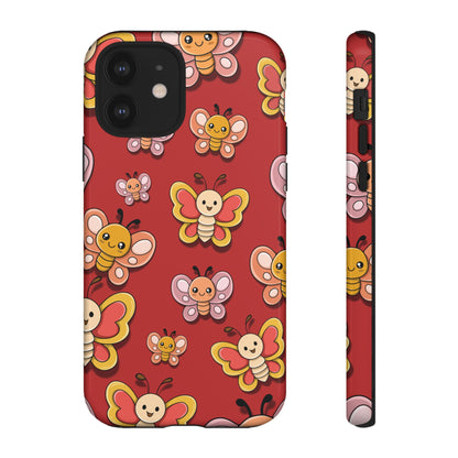 iPhone 12 / Glossy Phone Case - Red Butterfly Sticker Design Phone Case