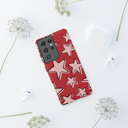 Cherry Red Doodle Star Phone Case