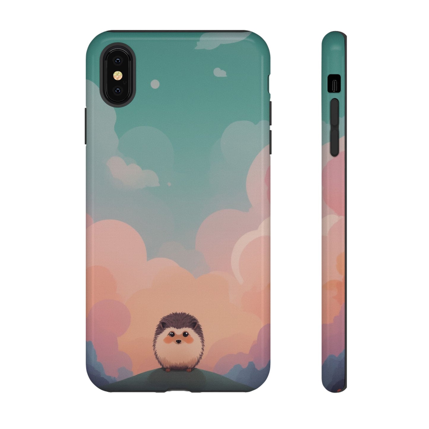 iPhone XS MAX / Glossy Phone Case - Cute Hedgehog & Cloud Design Phone Case