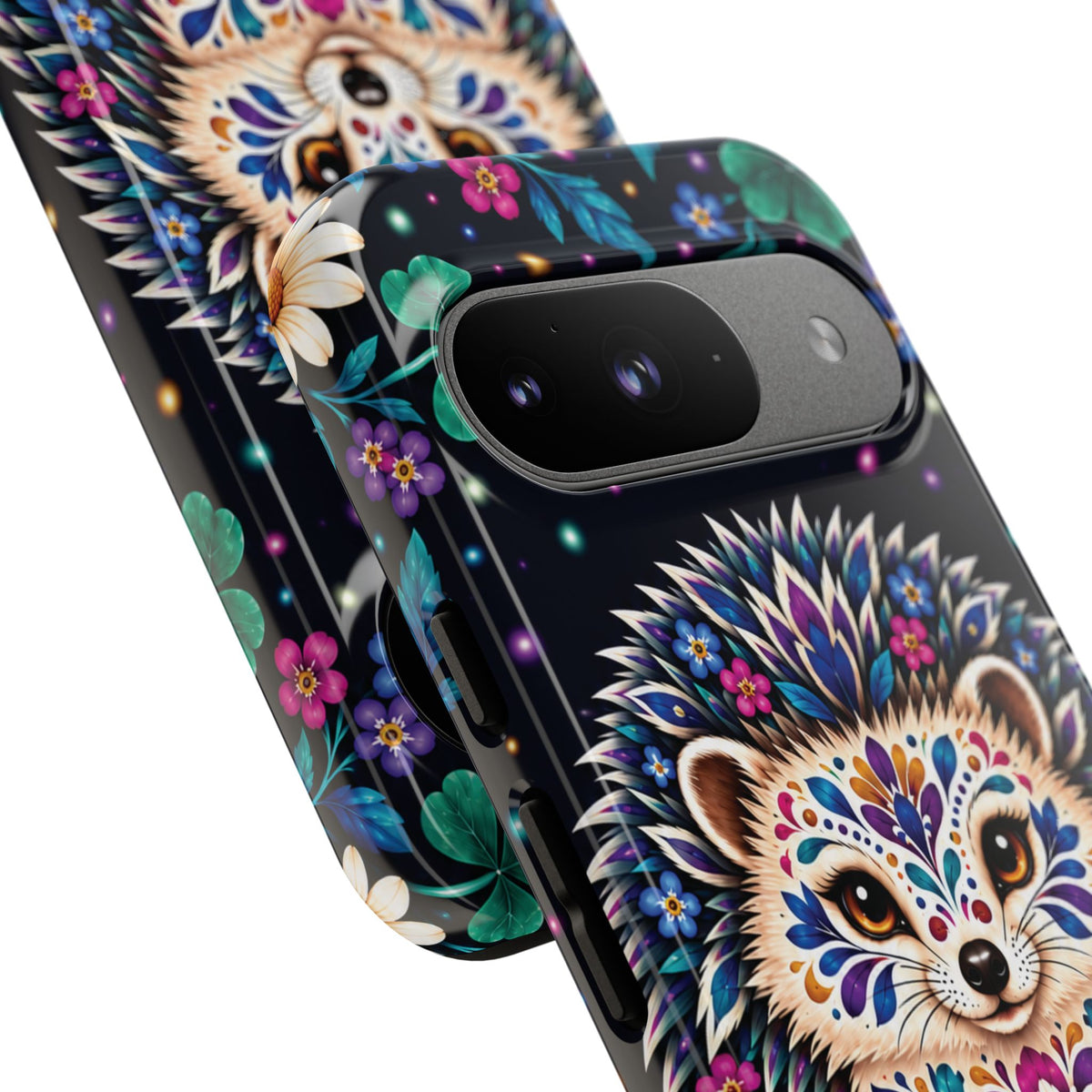 Vibrant Purple and Teal Calavera Hedgehog Phone Case - Multicolor Phone Case
