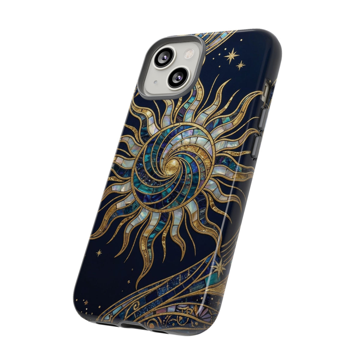 Elegant Navy & Gold Solar Spiral Phone Case