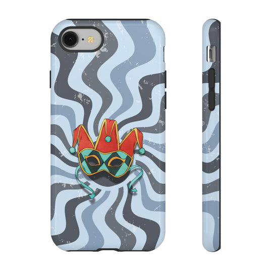 iPhone 8 / Glossy Phone Case - Venetian Jester Mask – Blue Retro Soft Revival Phone Case