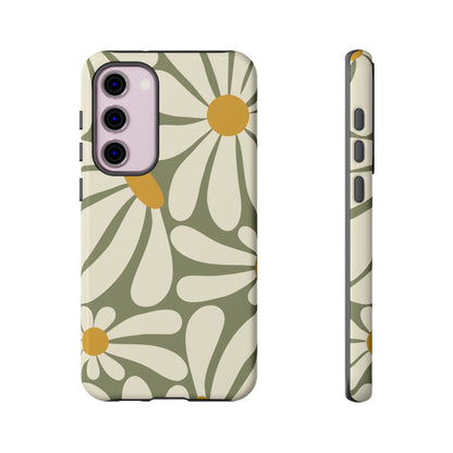 Retro Green Daisy Pattern #1 Phone Case - Green Phone Case - Samsung Galaxy S23 Plus / Glossy