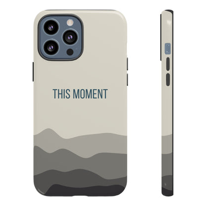 iPhone 13 Pro Max / Glossy Phone Case - Minimalist Cream Waves ’This Moment’ Statement Phone Case