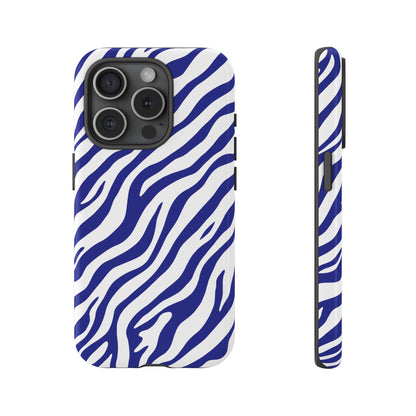Stylish Electric Blue Zebra Print Phone Case