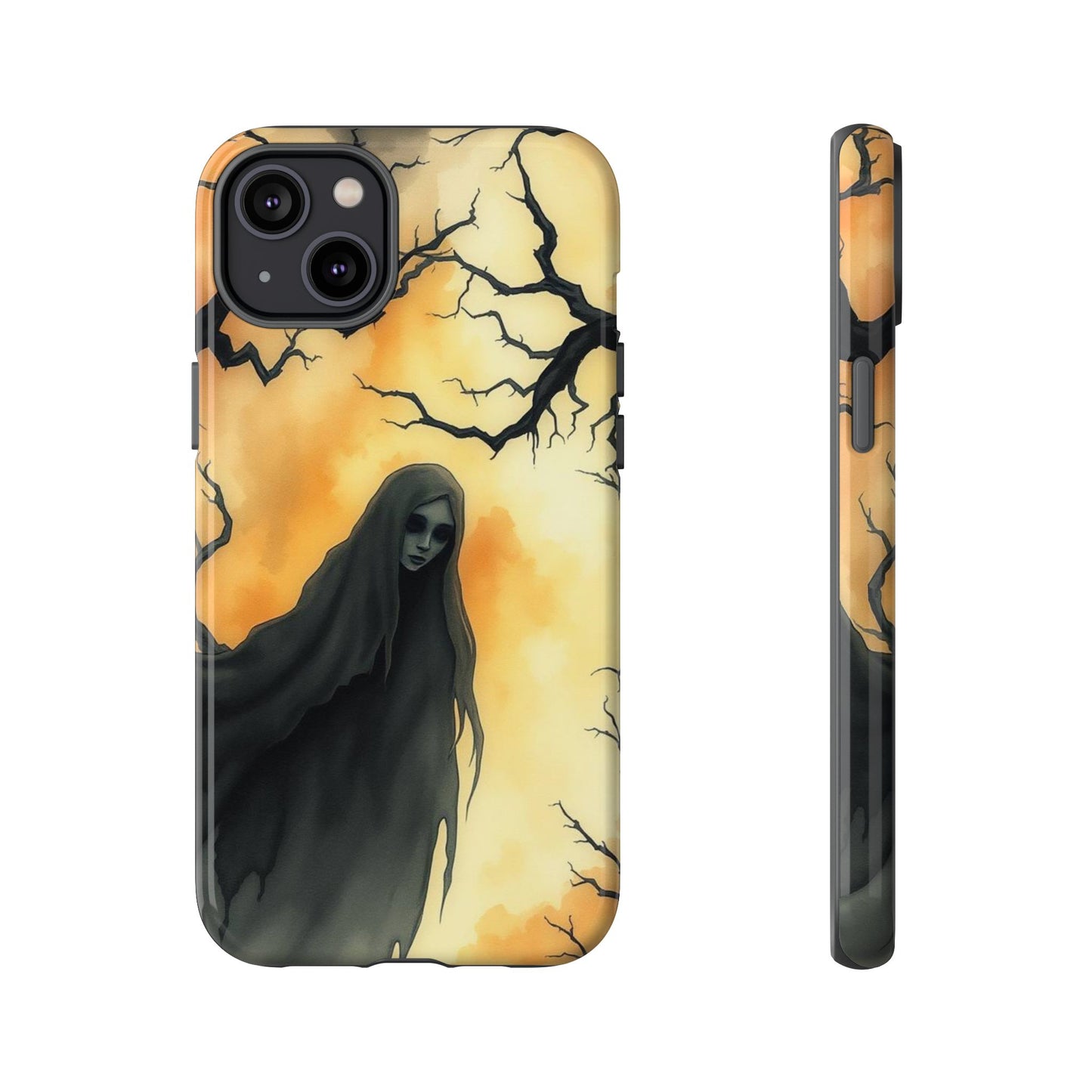 iPhone 14 Plus / Glossy Phone Case - Watercolour Gothic Deathly Woman Phone Case