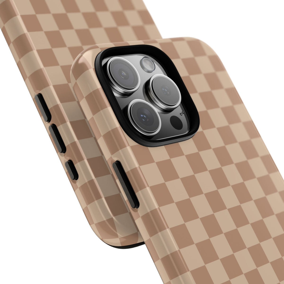 Bold Tan Small Checked Pattern Phone Case - Brown Phone Case