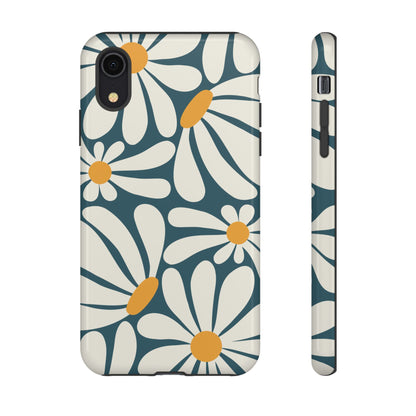 iPhone XR / Glossy Phone Case - Retro Blue Daisy Pattern Phone Case