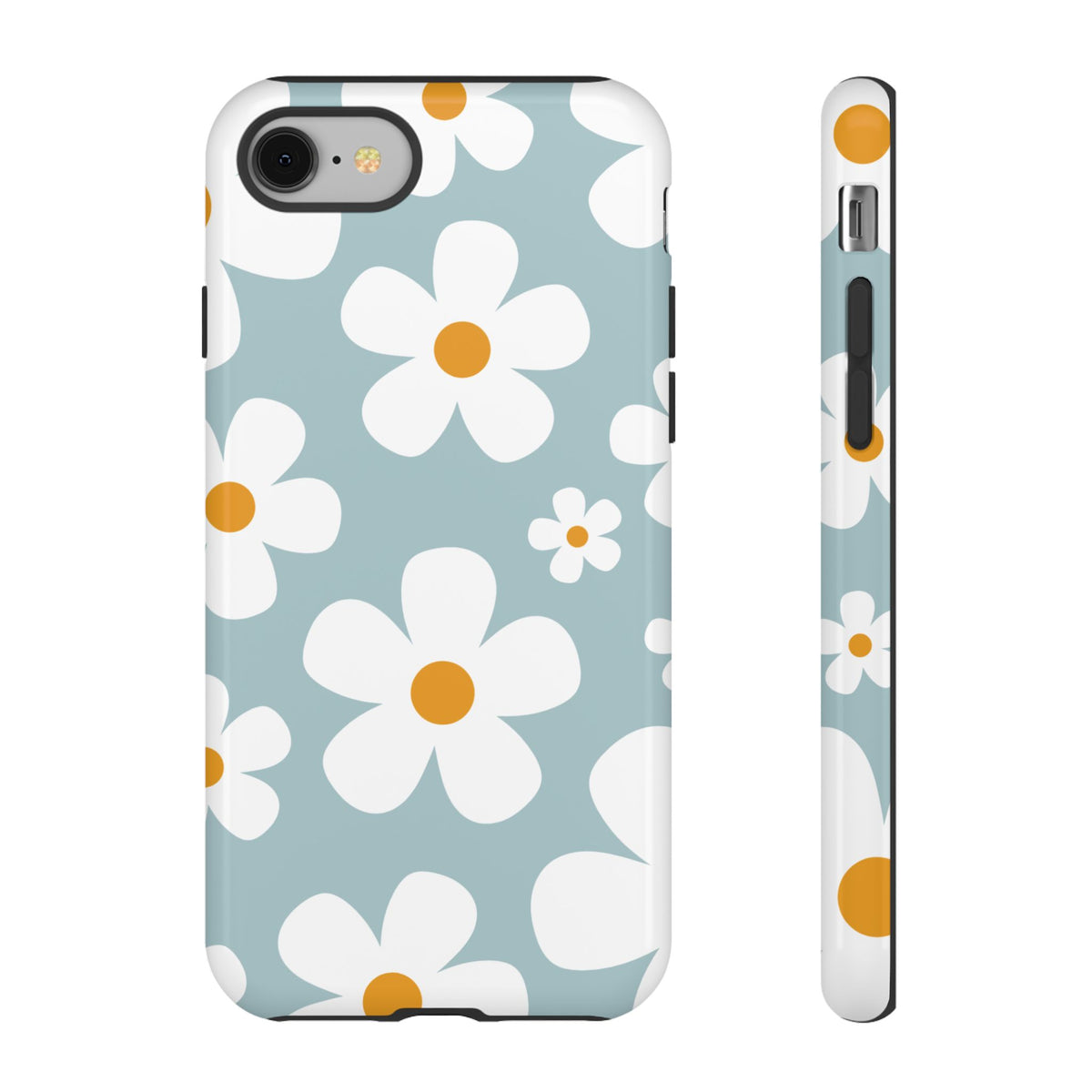 Cute Blue Daisy Pattern Phone Case - Blue Phone Case - iPhone 8 / Glossy