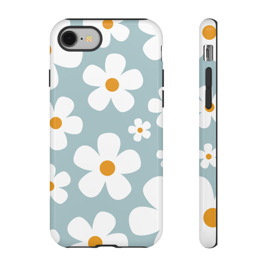 Cute Blue Daisy Pattern Phone Case - Blue Phone Case - iPhone 8 / Glossy