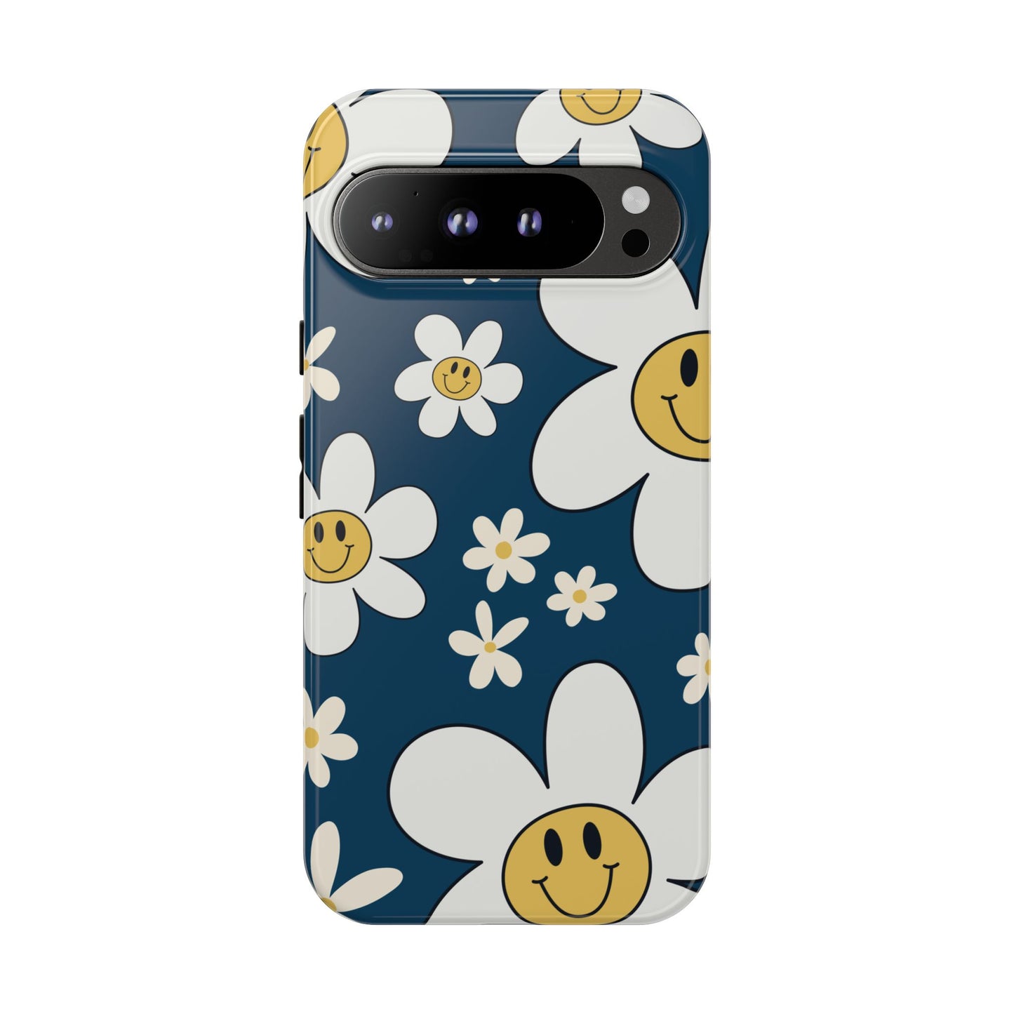 Fun Retro Daisy Pattern with Blue Background Phone Case - Blue Phone Case - Google Pixel 9 Pro XL / Glossy